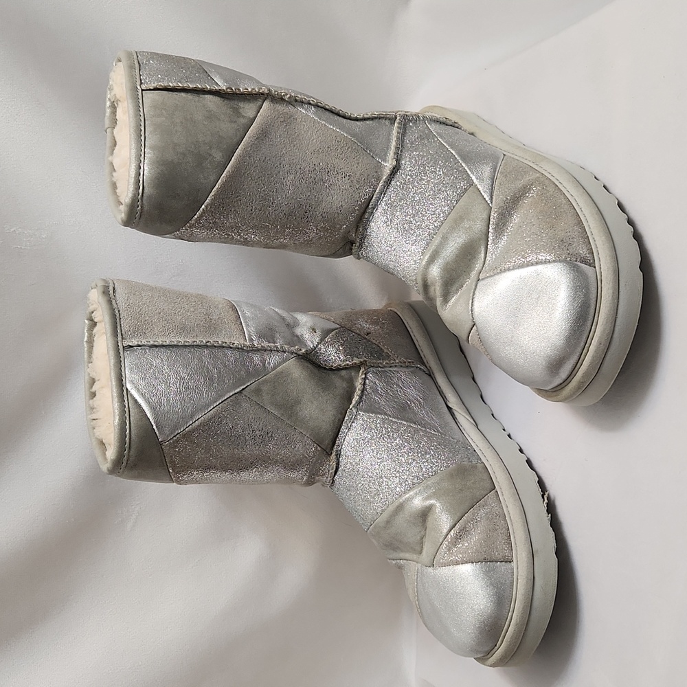 Ugg Classic Short Ii Patchwork Silver Metallic Gl… - image 4